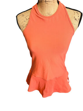 NUX Ribbed Halter Tank Top Women’s Size S (14” PTP) Coral